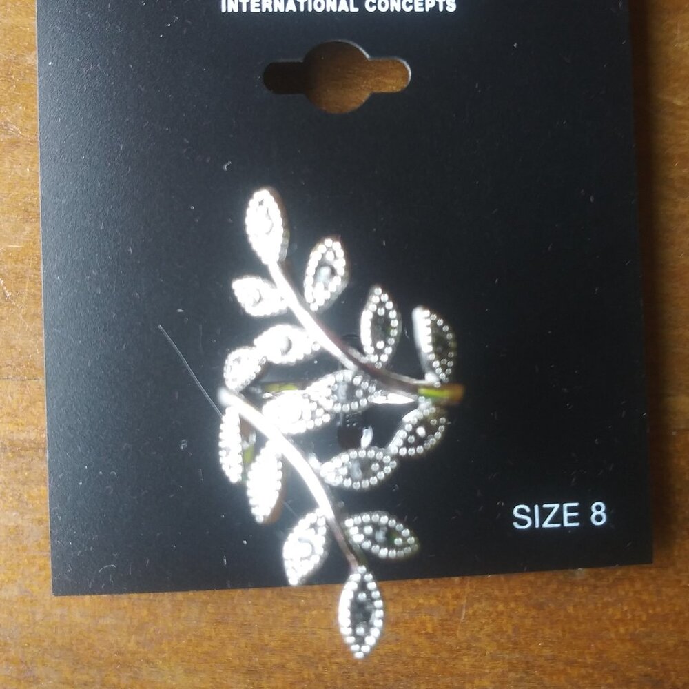 International Concepts Crystal Leaf Wrap Ring Size 8